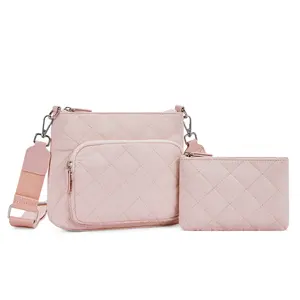 WESTBRONCO Puffer Crossbody Bag with Multi Zipper Pockets & Card Slots Nylon Handbag Summer Trendy Purses with Wallet Set Gift for Mom outdoorfun