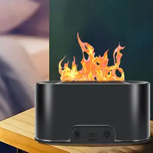 7-color flame humidifier, home flame aromatherapy diffuser, used with essential oils, automatically shuts off when water is insufficient, decorative night light, LED light function, very suitable for office, home and yoga use, USB Powered Humidifier