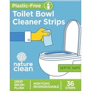 Nature Clean Non-Toxic Toilet Bowl Cleaners Strips 36 count, Plastic-Free Packaging, Natural Toilet Cleaner Septic Safe, Refresh Toilets & Bathroom. No Splash