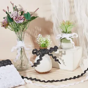 11 Yards 10mm/0.4" Polyester Rick Rack Trim Wave Bending Fringe Trimming Ribbon Polypropylene Fiber Ribbons Apparel Accessories Decoration for DIY Crafts (White)