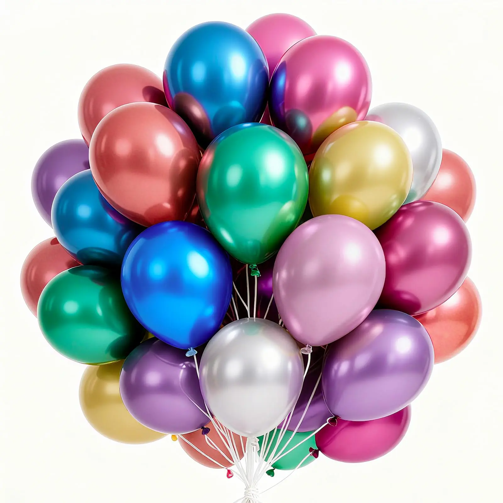 PartyWoo Metallic Balloons 66pcs 12 Inch Metallic Blue Silver Gold Purple Pink Green Rose Gold Latex Balloons for Baby Shower Wedding Engagement Unicorn Rainbow Birthday Party Decorations, Thick, Balloon Garland