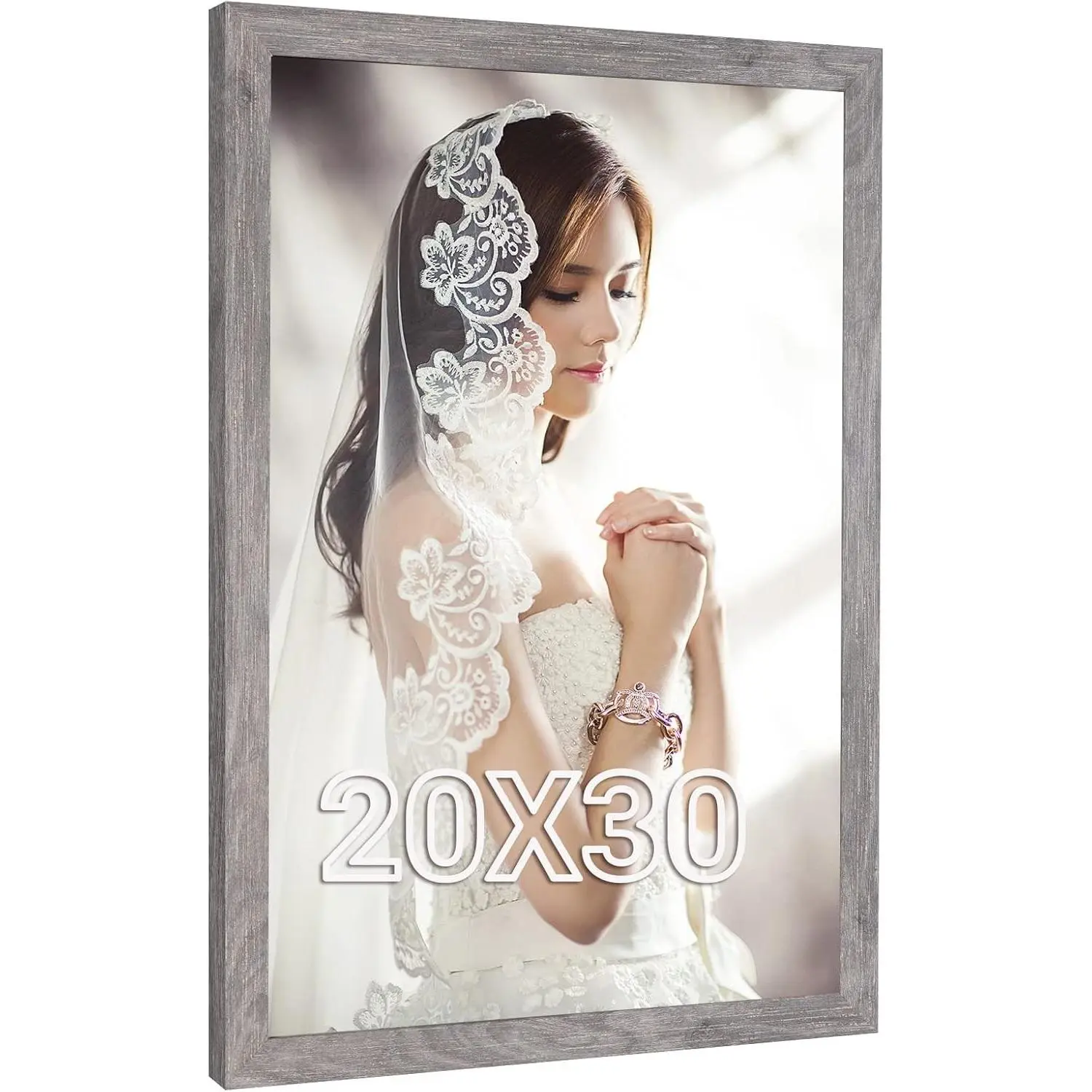 20x30 Frame Rustic Grey, 30x20 Picture Poster Frame, Horizontal Vertical Hanging, Large 20 by 30 Wall Gallery Family Concert Portrait Photo Frame Anniversary/Birthday/Wedding/Thank you/Christmas Gift