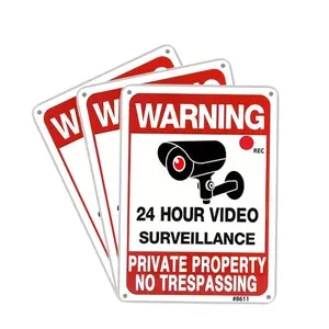 2D Plane 24-Hour Video Surveillance Metal Sign, 25x18 Cm Wall-Mounted Safety Warning Sign, Home & Business Use, Easy Installation, Unique Wall Decor