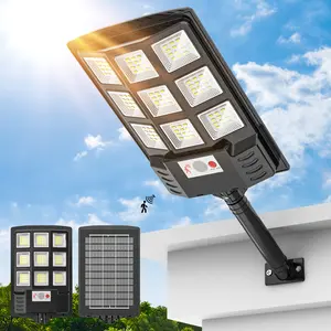 OKPRO IP66 Waterproof Solar Street Lights, 6500K LED Motion Sensor Security Flood Lights with Remote Control for Yard, Parking Lot, Garage - Dusk to Dawn, Energy-Efficient & Bright (Outdoor)