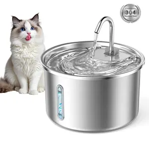 stainless steel cat fountain Pet Water Fountain 3L/101Oz, Plug-in with Quadruple Filtration System Stainless Steel Elbow Window Design for Real-time Water Level Monitoring