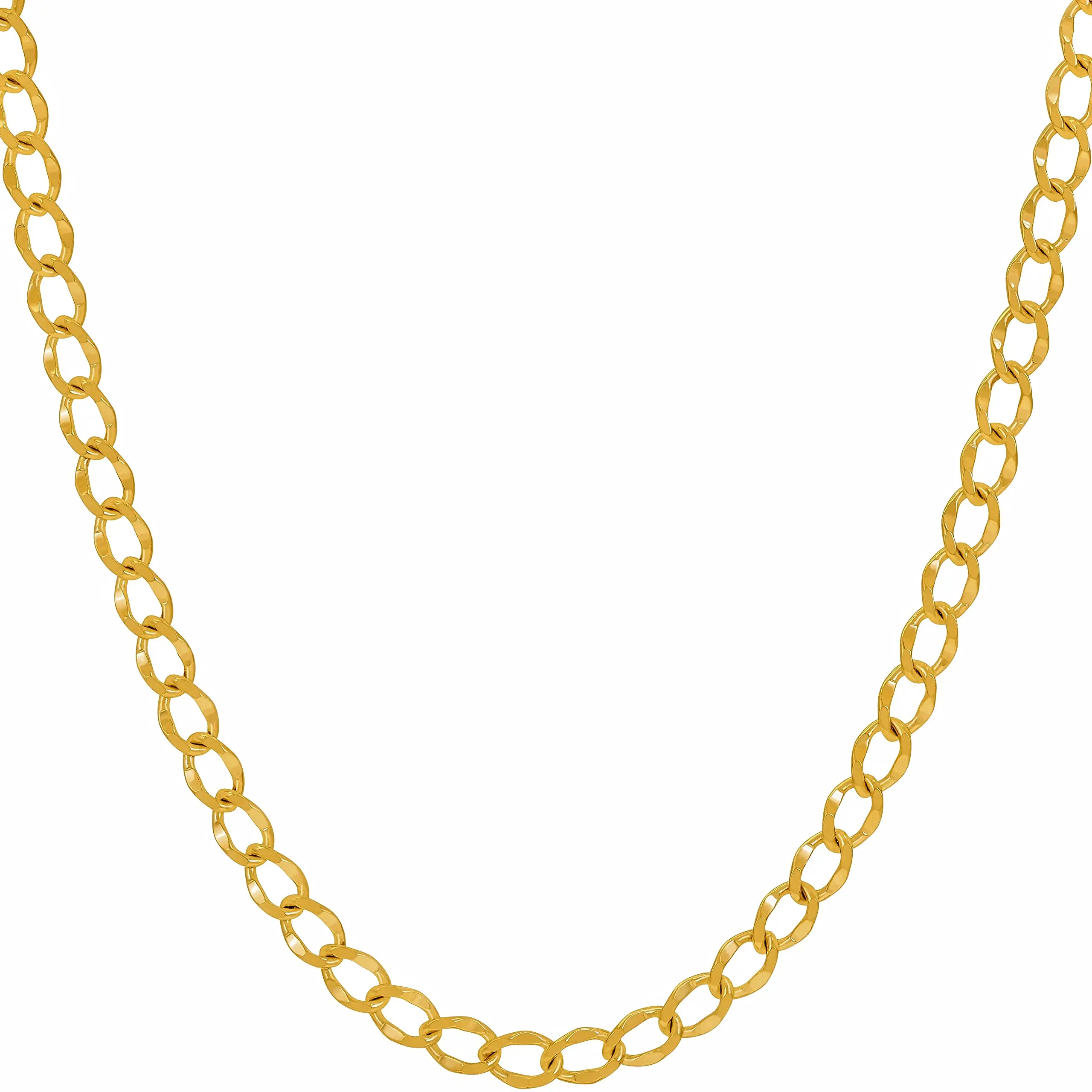 LIFETIME JEWELRY Diamond Cut Curb Link Chain Necklaces for Men & Women 24k Gold Plated (4mm 5.5mm 7mm) (16 inches, 4mm, Gold)