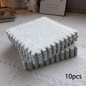 10/20pcs Solid Color Interlocking Mats, Washable Reusable Exercise Play Mats, Furry Soft Comfort Area Rugs for Living Room, Bedroom, Indoor and Outdoor Use, Fluffy Rugs