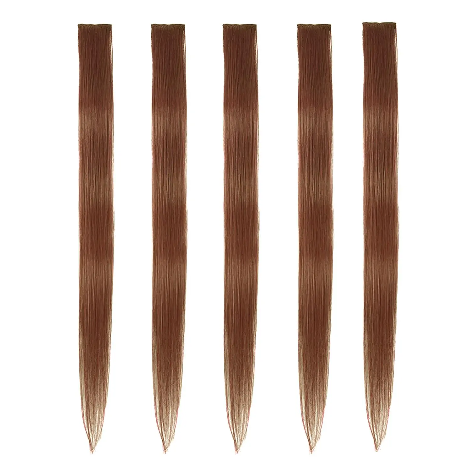 5 count Dark Auburn Copper Brown Clip in Hair Extensions  Human Hair 18 Inch Colored Party Highlights Clip in Extensions for Women  Girls