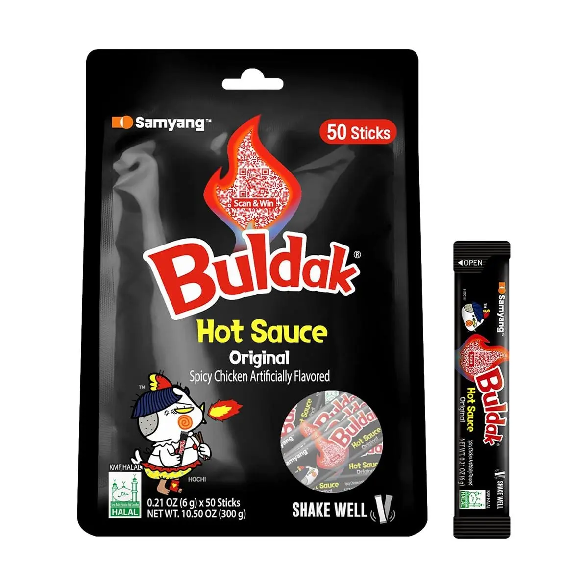 Samyang Buldak Korean Fire Chicken Spicy Sauce Packets - Original Flavor, 6g x 50 Count Bulk