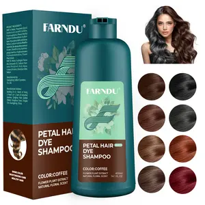FARNDU Petal Hair Dye Shampoo, 10 Mins Color, Various Colors Available, Long Lasting, Ammonia-Free, Gift Choice, Black (400 mL)