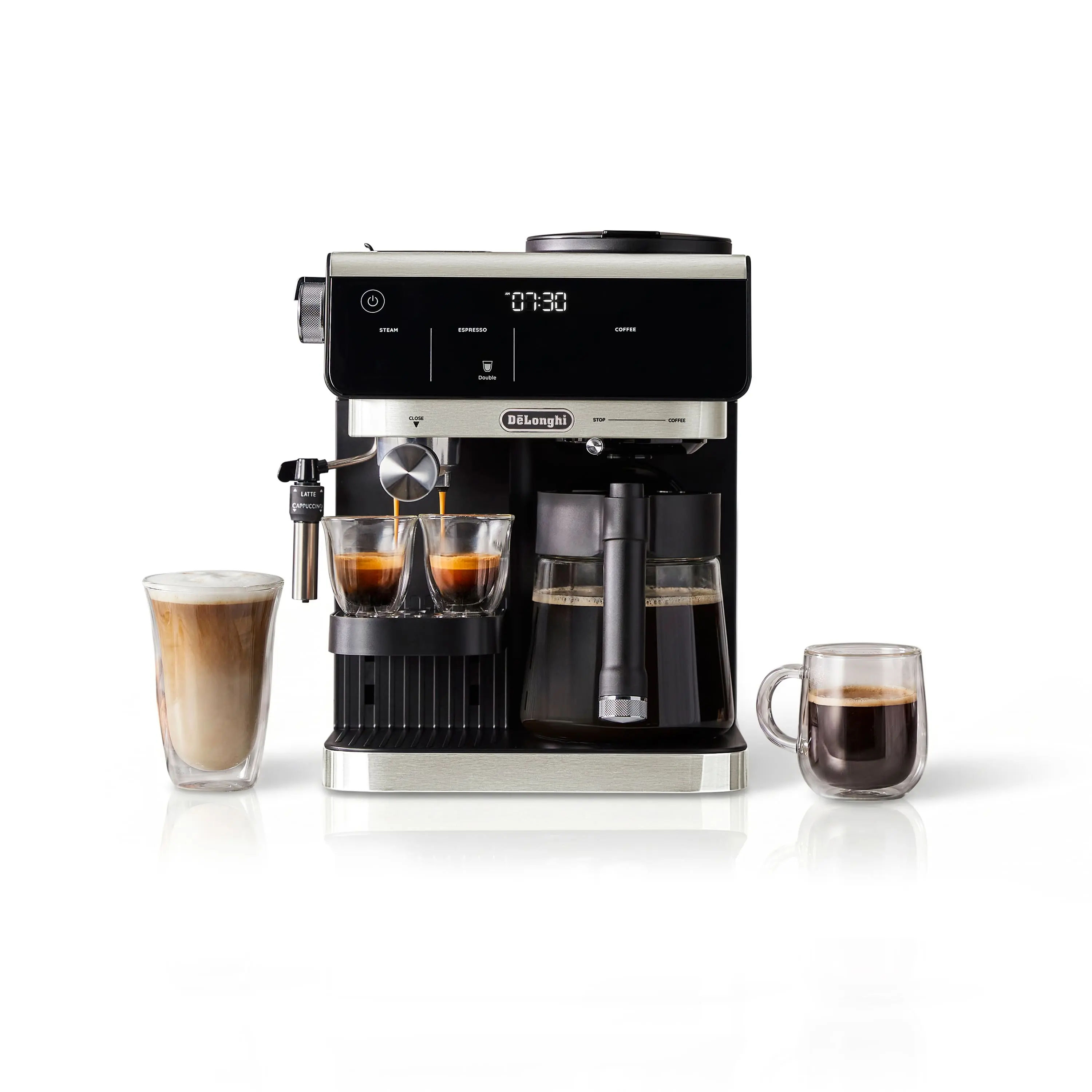 De'Longhi - All-In-One Combination Coffee and Espresso Machine COM630BK - Black and Stainless Steel