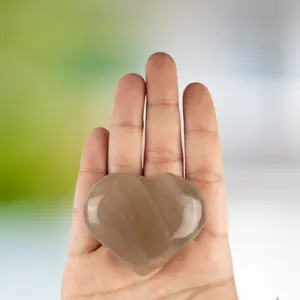 Smoky Quartz Heart Palm Stone, Polished Crystal Stone for Chakra Balancing, Meditation, Spiritual and Crystal Gift