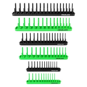 SWANLAKE Socket Organizer Tray, 6-Piece Socket Holder Tray, SAE and Metric, 1/4", 3/8", and 1/2" Drive Socket Organizers for Toolboxes