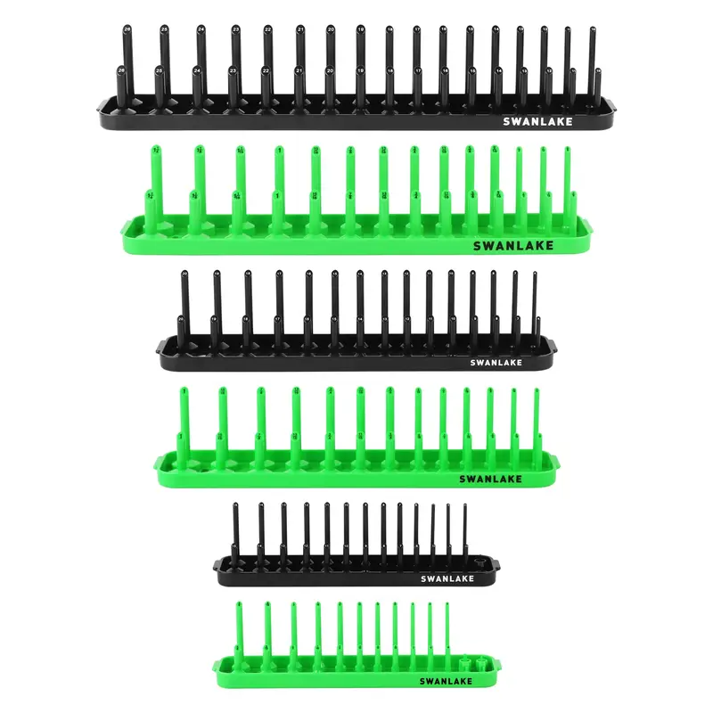 SWANLAKE Socket Organizer Tray, 6-Piece Socket Holder Tray, SAE and Metric, 1/4", 3/8", and 1/2" Drive Socket Organizers for Toolboxes