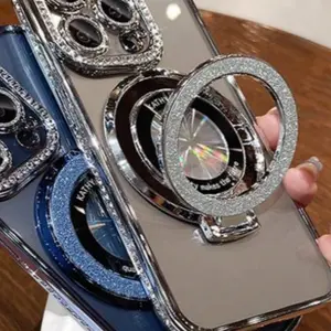 Sparkling Phone Stand, Elegant Extendable Magnetic Foldable Creative Phone Holder, Mount, Luxury Rhinestone Glitter Stand for All Phones