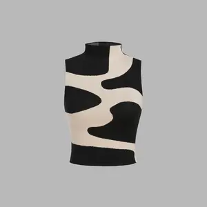 Cider Women's Knitted Zebra Stripe Sleeveless Crop Top - 2 Colors, Size 2-26