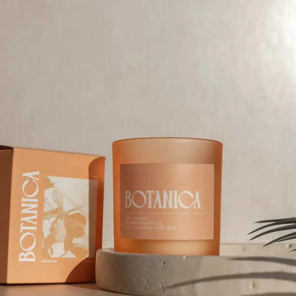 Botanica Soy Candle 9oz | Fig Leaves, Cedarwood | Clean Burn Coconut Soy Wax | Nomad Design Co