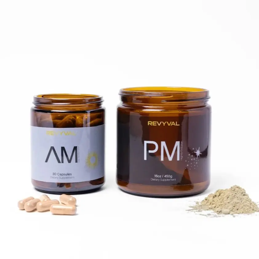 Revyval AM & PM Daily Supplement System | Energy & Sleep Support | NMN, Magnesium, Ubiquinol | Daily Wellness Routine Healthcare Fitness Tea Natural