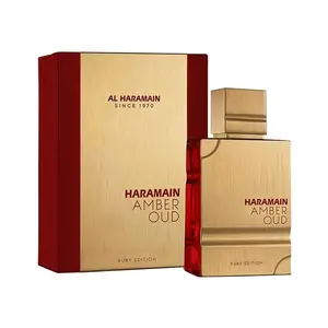 Al-Haramain Amber Oud Ruby Edition Eau de Parfum - Unisex Arabian Fragrance - 60 ml, Long Lasting, Elegant Scent, Warm Spicy Notes of Amber, Jasmine, Musk, Oud, Chemical-Free Single Item