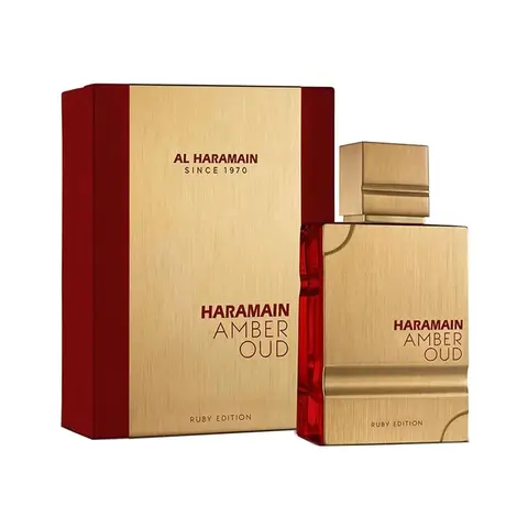 Al-Haramain Amber Oud Ruby Edition Eau de Parfum - Unisex Arabian Fragrance - 60 ml, Long Lasting, Elegant Scent, Warm Spicy Notes of Amber, Jasmine, Musk, Oud, Chemical-Free Single Item