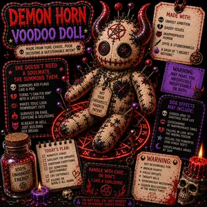 Demon horn voodoo doll magnet