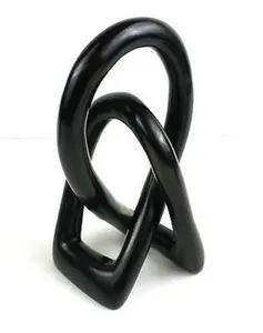 Soapstone Sculpture-Hand-Carved Lovers Knot- 6 inches - Black