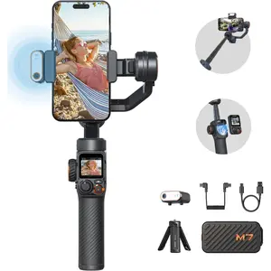 iSteady M7 Gimbal Stabilizer for Smartphone,  AI  Fill Light, Detachable Touchscreen Remote Controller, Built-in Extension Rod, 500g Payload Gimbal Stabilizer for  Android
