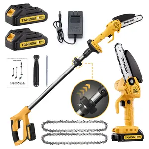 Tanlook 6 Inch Cordless Electric Telescopic Pole Saw, Extendable Long Reach Tree Pruner, Equipped with 2 Pack 2.0Ah Lithium Batteries for Limb & Branch Trimming