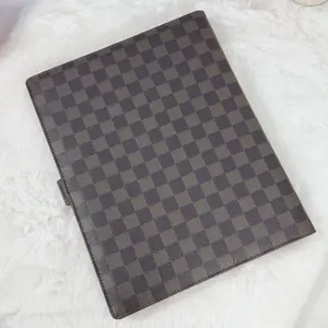 TCYY Luxury Checkered PU Leather 3-Ring Binder | Premium Letter Size Planner with 100 Sheets Cream Paper for Work & School