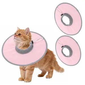 PETAXCELL Elizabethan Collar, 2pcs Cat Cone Collar Pet Cones Cat Recovery Neck Donut Waterproof Adjustable Soft(Polyester, M/L, Pink) for Cats Small Dogs after Protective