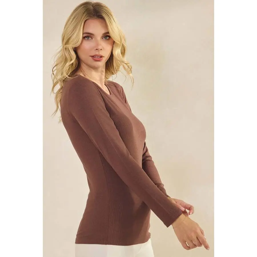 Pure Comfort Ribbed Long Sleeve Top Fall Tops