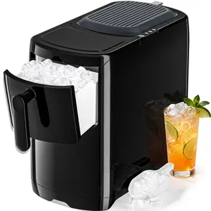 Antarctic Star Portable Countertop Ice Maker with Self-Cleaning, Transparent Lid, One-Touch Operation, Ice Scoop for Home, Kitchen, Office(Black)