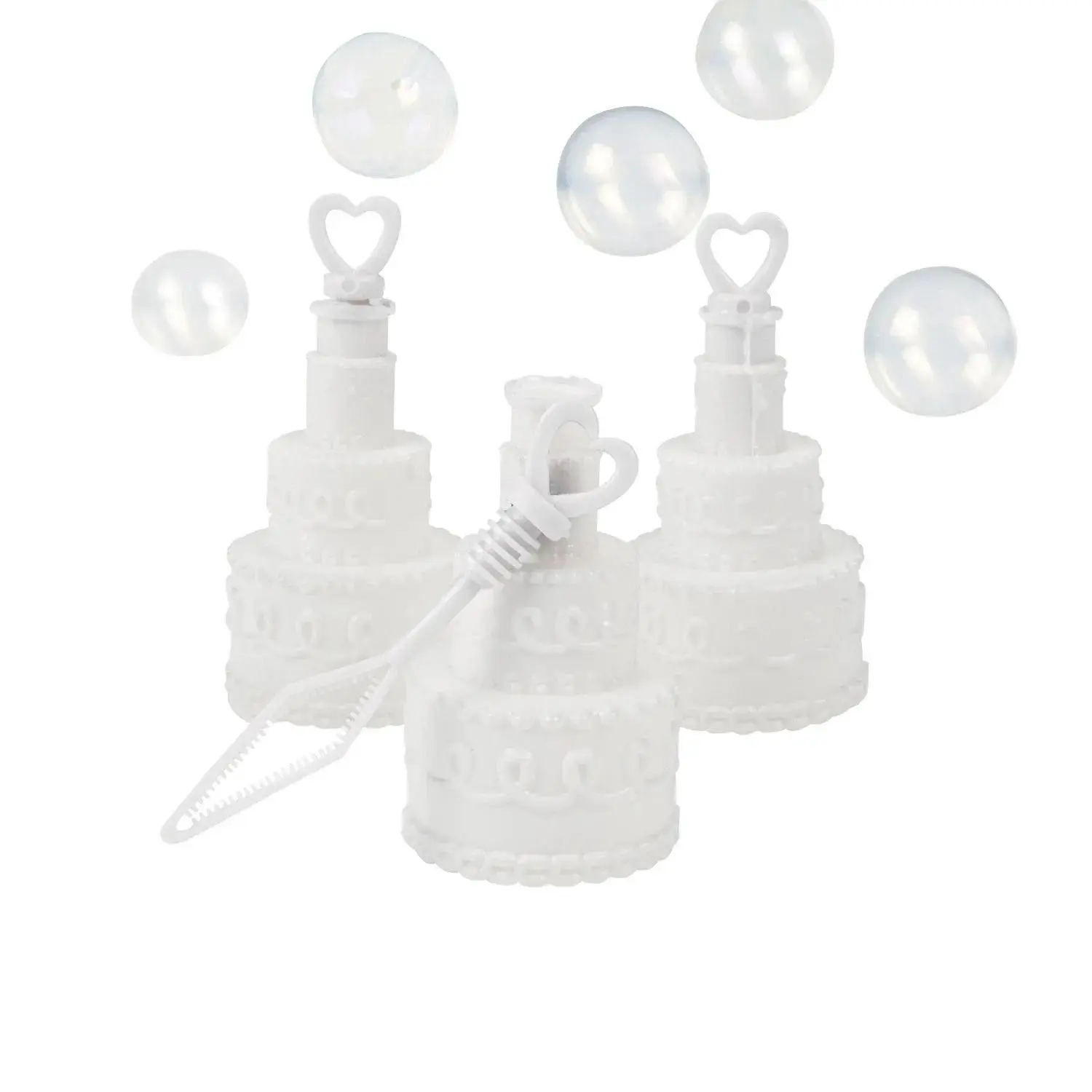2 3/4" Mini Wedding Cake-Shaped Plastic Bubble Bottles – 24 Pc.