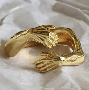 Two-handed hug ring golden/silver/rose golden ring opening adjustable couple ring women's and men's daily wear gift