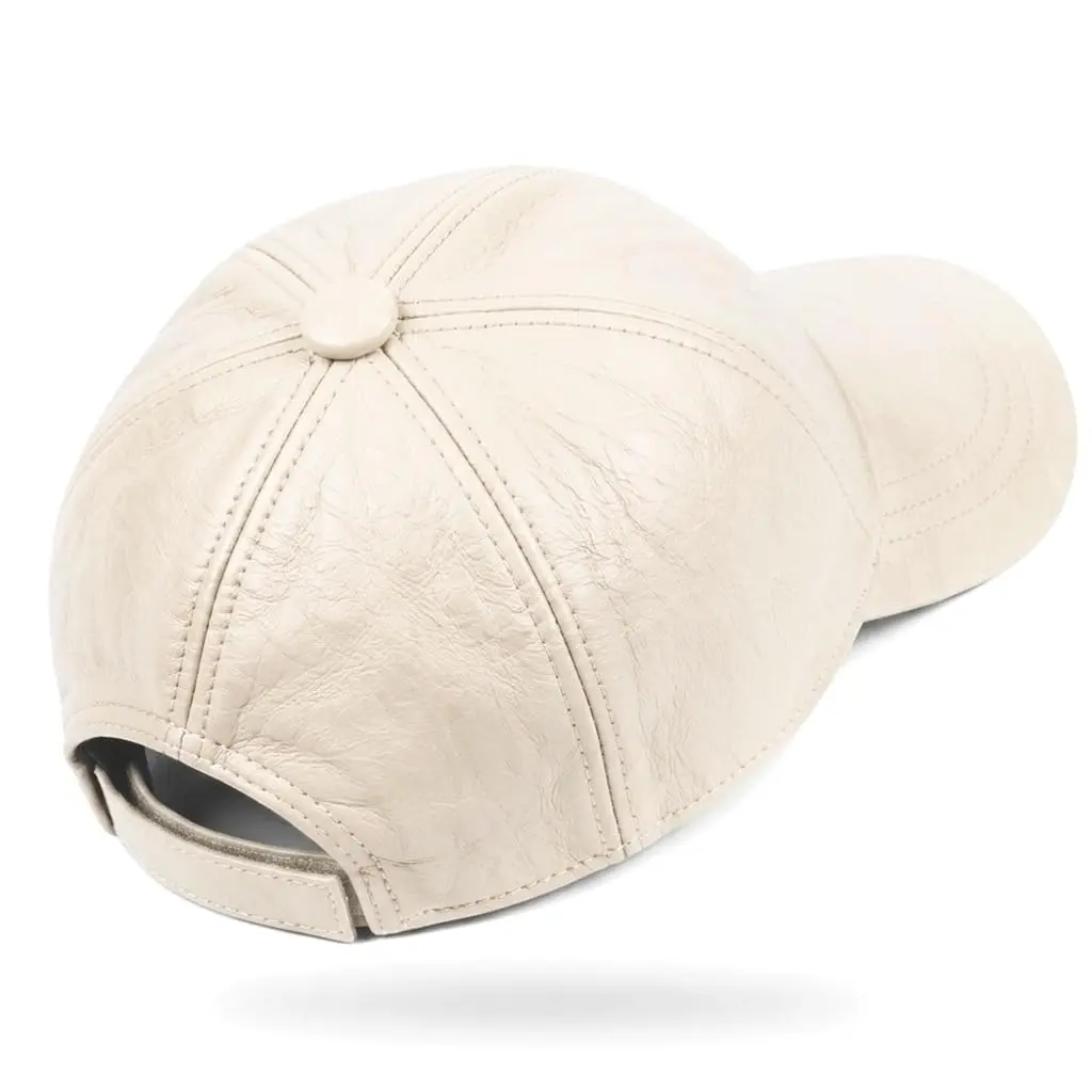 Genuine Sheepskin Leather Baseball Cap - Adjustable Urban Hat for Men & Women, Soft Lambskin, 1 Size Fits S-2XL