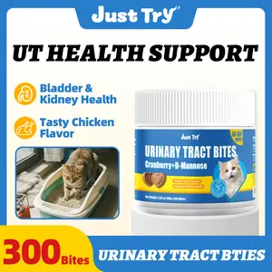 Just Try Urinary Tract Cat Bites - Urinary Support with Cranberry & D-Mannose Bladder Health Formula - Chicken Flavor 6.35 oz