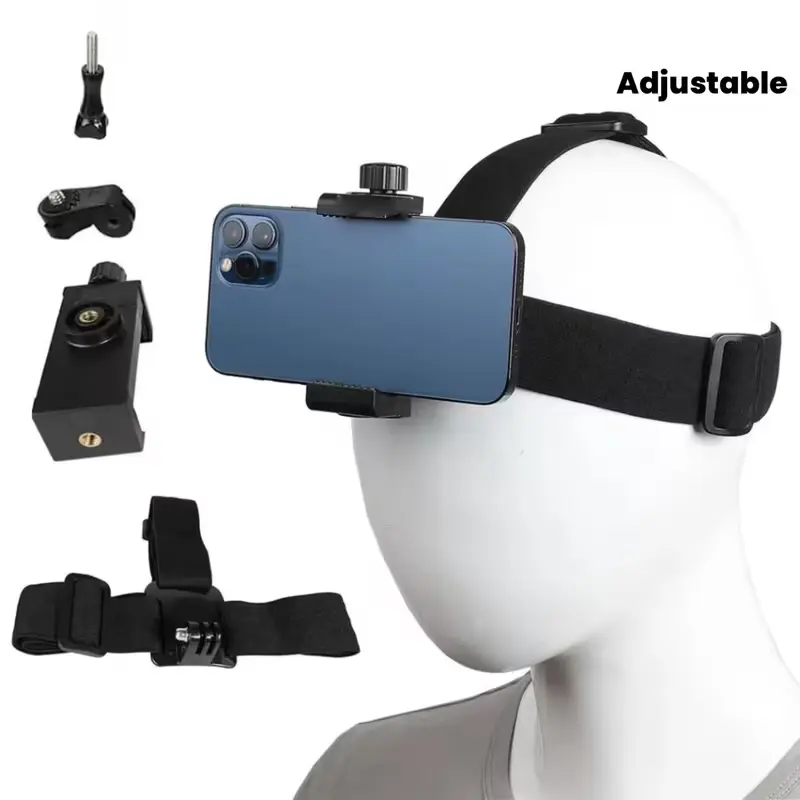 POV Head-Mounted Phone Holder, Hands-Free Headband Mount for Unboxing & Cooking Videos, First-Person Perspective Vlogging Gear, Adjustable 360° Rotation Phone Stand for Content Creators