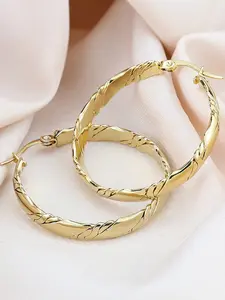 Elegant Vintage Geometric Hoop Earrings, Fashionable Unique Design Party Jewelry, Perfect for Women Daily Wear