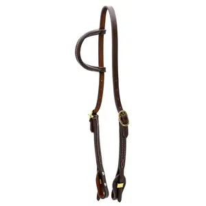 Jeffers LuxeLeather Heavy Oiled Sliding Ear Headstall with Quick Change Bit Ends for Horses