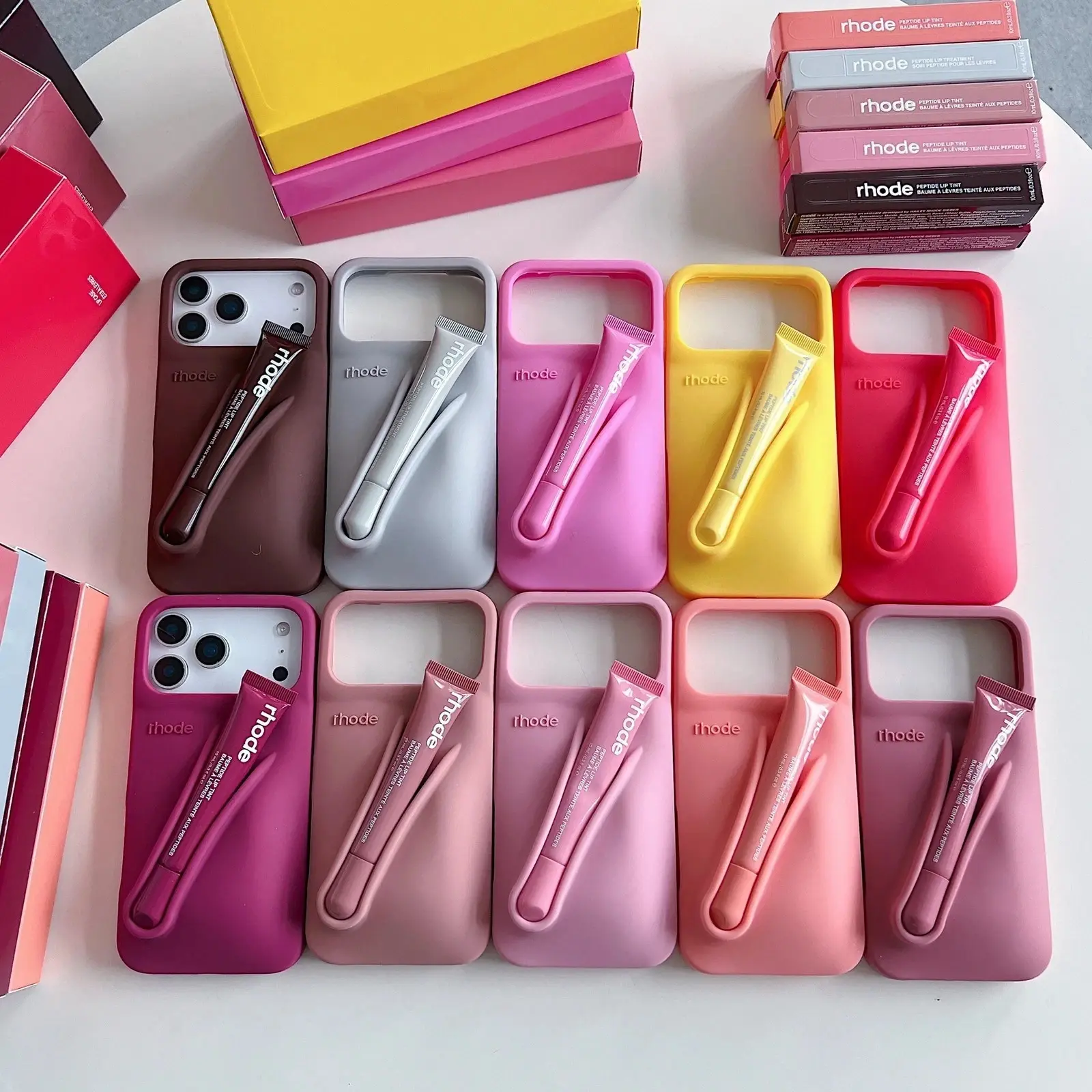 RHODE Premium Silicone iPhone Case with Lip Balm Holder – Compatible iPhone 11–17 Pro Max