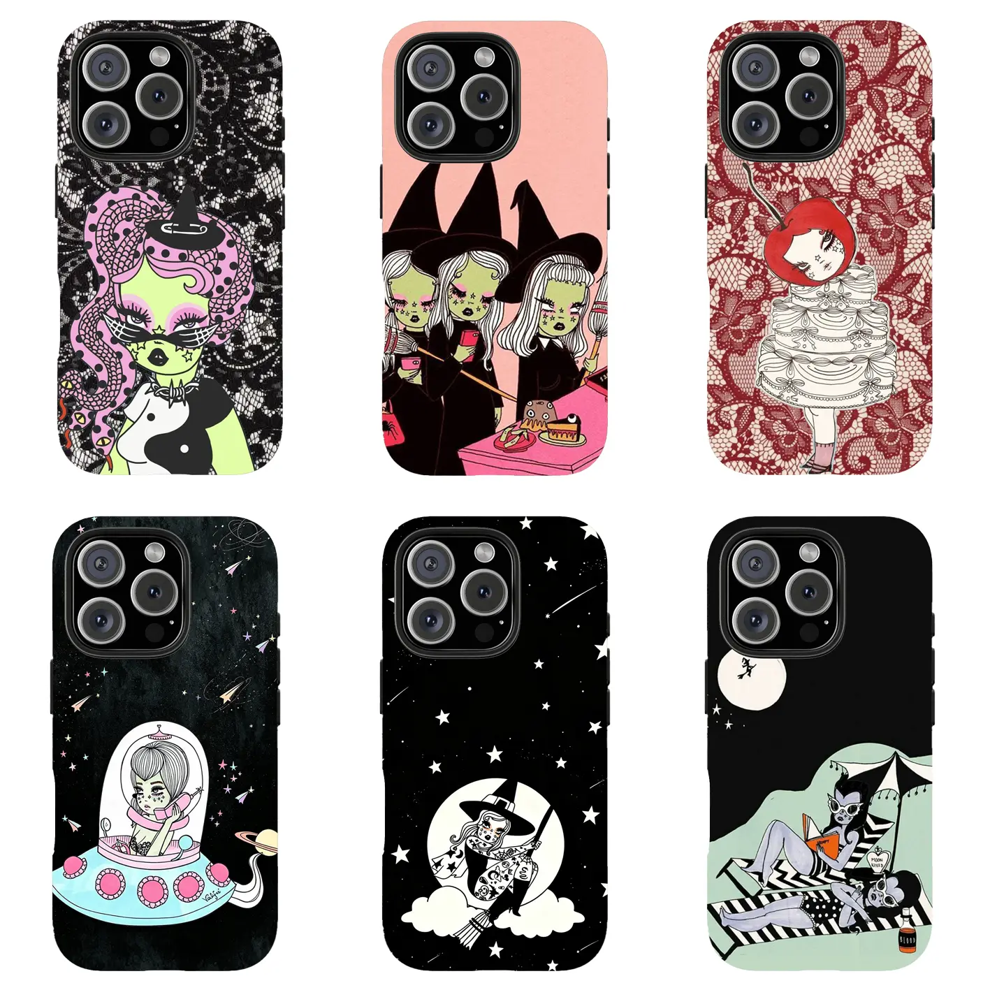 Valfre phone case, valfre art case, creepy cute phone case, pastel goth phone case, lowbrow art phone case, goth witch girl phone case, alt aesthetic iphone case, peach protective phone case