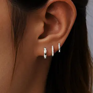 Small Gold Plated Hoop Earrings Set for Women, Trendy Dainty Cartilage Cubic Zirconia Earrings, Hole Earrings Jewelry Gifts for Girls