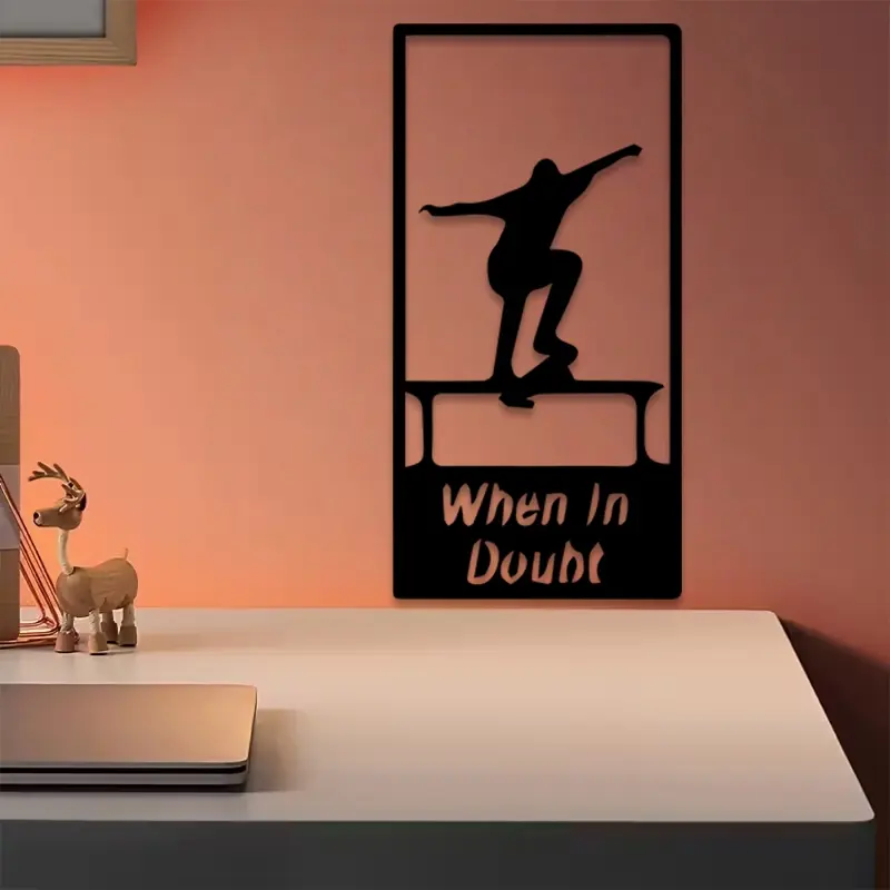 1pc Skateboard Metal Wall Art, Skateboard Statue Mural, Perfect for Game Room Wall, Christmas Decor, Ideal Gift for Skateboarders, Powder-Coated Metal