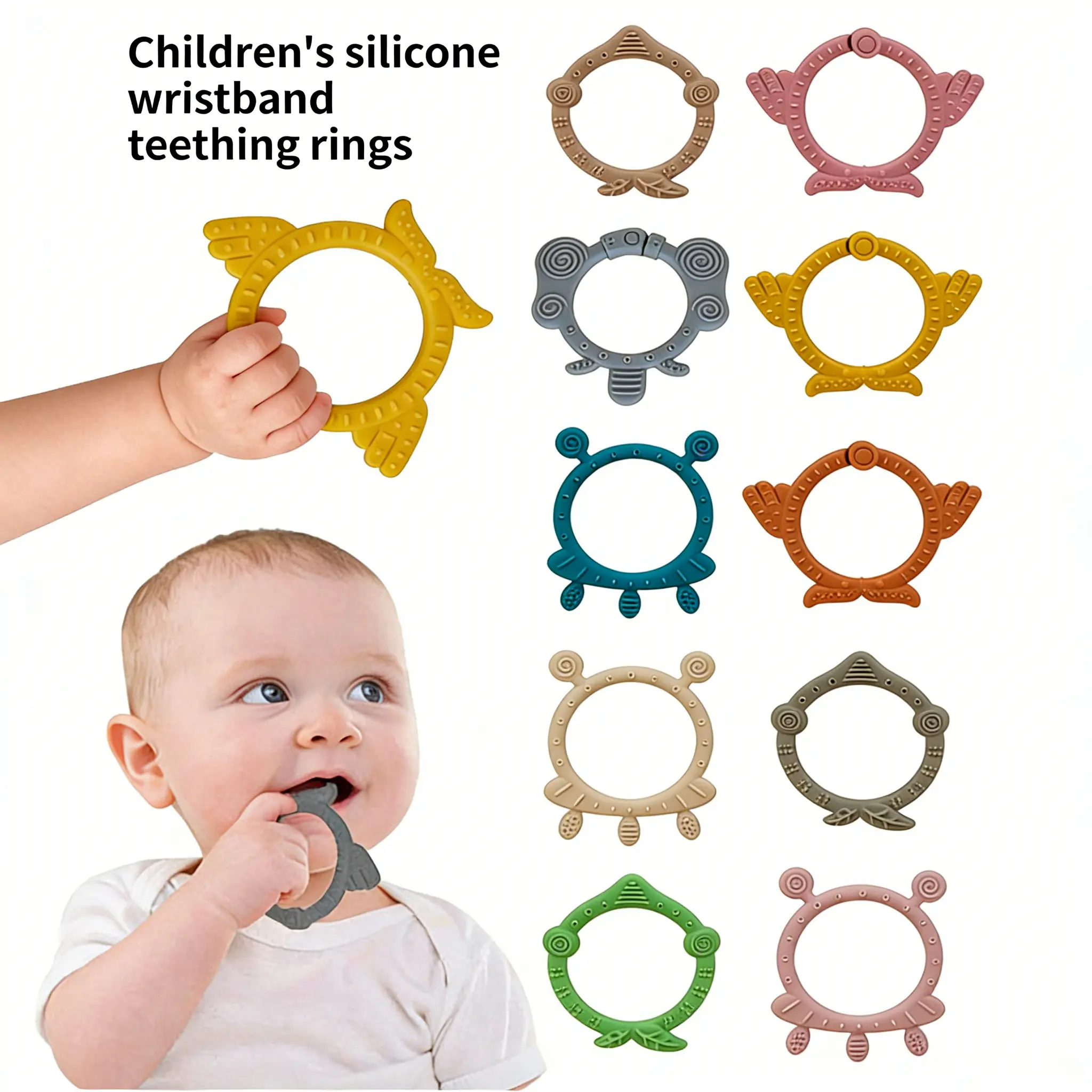 VODVOB 4-Pack Baby Wristband Soothing Toys Sensory Teething Pacifiers for Oral Stage Comfort & Gums Massaging Original Design