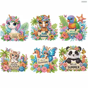 2D FLAT6pcs 2D/flat Acrylic DIY Animals Design Diamond Art Fridge Magnet Kit DIY Art Fridge Magnet Refrigerator Sticker Refrigerator Diamond Art MagnetDiamonds Painting Kits Includes All the Materials, Offering a Relaxing and Enjoyable Crafting Experience