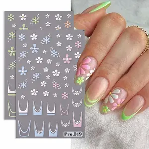 2-Pack Vibrant Floral Theme 3D Nail Stickers, Cute Petal French Manicure Designs, DIY Spring Nail Art Decorations for Women and Girls