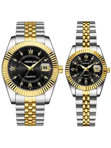 A couple's steel strap waterproof luminous band calendar fashionable temperament trend versatile business quartz watch