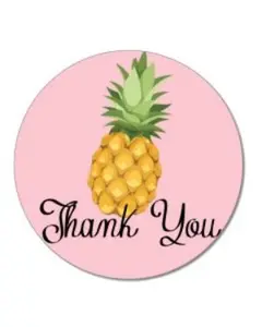 Thank You Stickers Pink Pineapple, 2.5-inch 300 Count per Pack