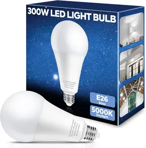 300W Equivalent LED Light Bulb, 4060LM Super Bright A23 LED Bulb, Daylight 5000K, W Energy Saving, E26 Medium Base, 120V for Garage, Warehouse, Shop, Supermarket, Non-Dimmable