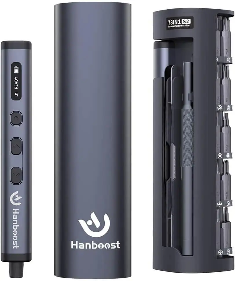 Hanboost 78-in-1 Precision Electric Screwdriver Set, 5 Torque Levels & 200 RPM, Type-C Rechargeable Mini Power Screwdriver with